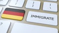 Germany Immigration Concept Animation. Country Flag with Text Immigrate on Button