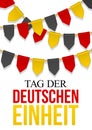 Germany Independence Day background. Text German Unity Day. Bunting decoration in colors of national flag.