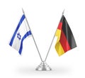 Germany and Israel table flags isolated on white 3D rendering