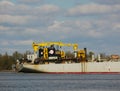 Stern  of  the Hopper Dredger ship PEDRO ALVARES CABRAL with superstructures, machines Royalty Free Stock Photo