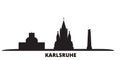 Germany, Karlsruhe city skyline isolated vector illustration. Germany, Karlsruhe travel black cityscape