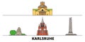 Germany, Karlsruhe flat landmarks vector illustration. Germany, Karlsruhe line city with famous travel sights, skyline