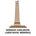 Germany, Karlsruhe, Laboe Naval Memorial travel landmark vector illustration