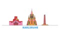 Germany, Karlsruhe line cityscape, flat vector. Travel city landmark, oultine illustration, line world icons