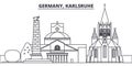 Germany, Karlsruhe line skyline vector illustration. Germany, Karlsruhe linear cityscape with famous landmarks, city