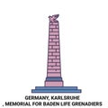 Germany, Karlsruhe, Memorial For Baden Life Grenadiers travel landmark vector illustration