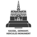 Germany, Kassel, Hercules Monument travel landmark vector illustration