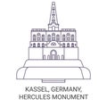 Germany, Kassel, Hercules Monument travel landmark vector illustration