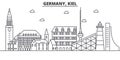Germany, Kiel architecture line skyline illustration. Linear vector cityscape with famous landmarks, city sights, design