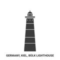 Germany, Kiel, Bulk Lighthouse travel landmark vector illustration