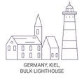 Germany, Kiel, Bulk Lighthouse travel landmark vector illustration