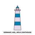 Germany, Kiel, Bulk Lighthouse travel landmark vector illustration