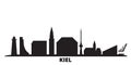 Germany, Kiel city skyline isolated vector illustration. Germany, Kiel travel black cityscape