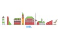 Germany, Kiel line cityscape, flat vector. Travel city landmark, oultine illustration, line world icons