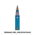 Germany, Kiel, Kieler Rathaus travel landmark vector illustration