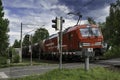 On a locomotive of the German Railways while passing a crossing the solitarity with Ukraine is e