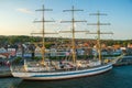 The Russian sail training ship MIR is a guest in LÃ¼beck TravemÃ¼nde Royalty Free Stock Photo