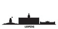 Germany, Leipzig city skyline isolated vector illustration. Germany, Leipzig travel black cityscape Royalty Free Stock Photo