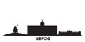 Germany, Leipzig city skyline isolated vector illustration. Germany, Leipzig travel black cityscape