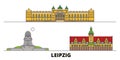 Germany, Leipzig flat landmarks vector illustration. Germany, Leipzig line city with famous travel sights, skyline Royalty Free Stock Photo