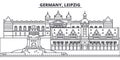 Germany, Leipzig line skyline vector illustration. Germany, Leipzig linear cityscape with famous landmarks, city sights