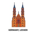 Germany, Lessen. Church travel landmark vector illustration