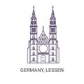 Germany, Lessen. Church travel landmark vector illustration