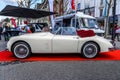 GERMANY, LIMBURG - APR 2017: ivory JAGUAR XK120 XK140 XK150 ROADSTER CABRIO 1948 in Limburg an der Lahn, Hesse, Germany