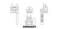 Germany line travel skyline set. Germany outline city vector illustration, symbol, travel sights, landmarks.