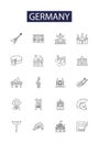Germany line vector icons and signs. europe, german, travel, country, symbol, national, vector,design outline vector