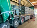 Germany - 05.02.2025: Loading or unloading crates of Hopf beer into a semi-trailer in a warehouse Royalty Free Stock Photo
