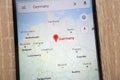 Germany location on Google Maps displayed on a modern smartphone Royalty Free Stock Photo