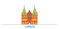 Germany, Lubeck City line cityscape, flat vector. Travel city landmark, oultine illustration, line world icons