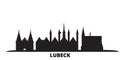Germany, Lubeck city skyline isolated vector illustration. Germany, Lubeck travel black cityscape