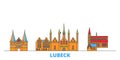 Germany, Lubeck line cityscape, flat vector. Travel city landmark, oultine illustration, line world icons