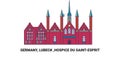 Germany, Lubeck ,Hospice Du Saintesprit, travel landmark vector illustration