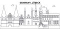 Germany, Lubeck line skyline vector illustration. Germany, Lubeck linear cityscape with famous landmarks, city sights