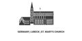 Germany, Lubeck ,St. Mary's Church, travel landmark vector illustration