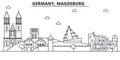 Germany, Magdeburg architecture line skyline illustration. Linear vector cityscape with famous landmarks, city sights