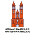 Germany, Magdeburg, Magdeburg Cathedral travel landmark vector illustration