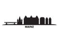 Germany, Mainz city skyline isolated vector illustration. Germany, Mainz travel black cityscape