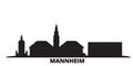 Germany, Mannheim city skyline isolated vector illustration. Germany, Mannheim travel black cityscape Royalty Free Stock Photo