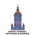 Germany, Mannheim, Watertower Of Mannheim travel landmark vector illustration