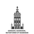 Germany, Mannheim, Watertower Of Mannheim travel landmark vector illustration Royalty Free Stock Photo