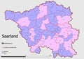 Map Administrative Structure State of Saarland Germany