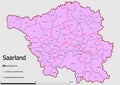 Map Administrative Structure State of Saarland Germany