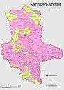 Map Administrative Structure State of Saxony-Anhalt Germany