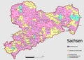 Map Administrative Structure State of Saxony Germany