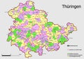 Map Administrative Structure State of Thuringia Germany