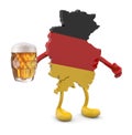 Germany map with arms, legs and glass mug of beer on hand